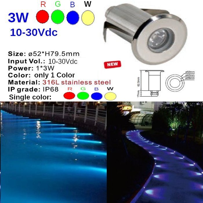 Led 3W Subacqueo per Pontili, Barche , Piscine e Giardini Led 3W Subacqueo per Pontili, Barche , Piscine e Giardini